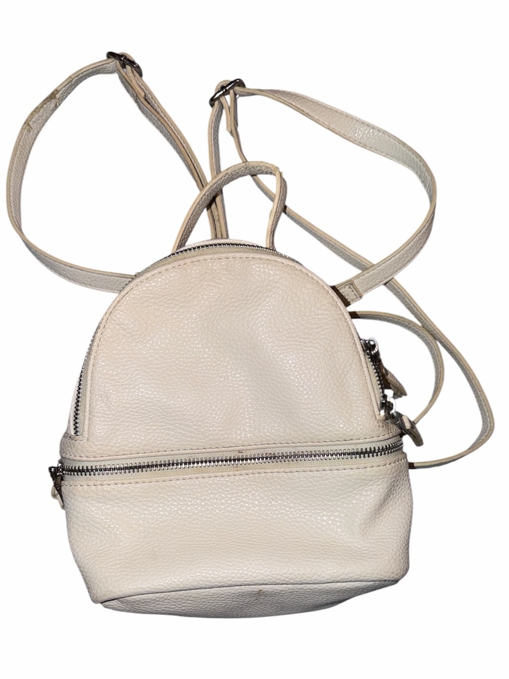 Steve Madden Convertible Ivory Pebbled Leather Mini Backpack